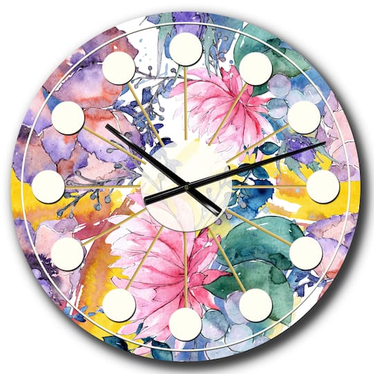 Designart 'Retro Floral Botanical V Mid-Century Modern Wall Clock